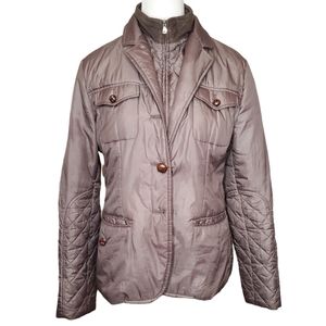 Les Capains Blue Lightweight Puffy Quilted Gray Zip Up Jacket 46 L